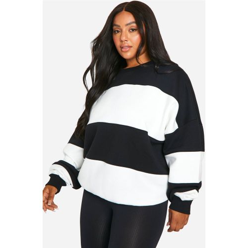 Grande Taille - Sweat Oversize À Rayures - Blanc Écru - 44, Blanc Écru - boohoo - Modalova