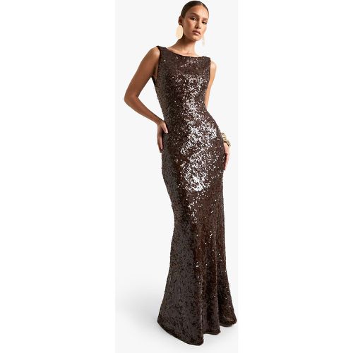 Robe Longue Évasée À Col Bénitier Et Paillettes - 38 - boohoo - Modalova