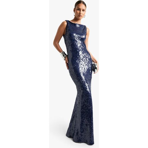 Robe Longue Évasée À Col Bénitier Et Paillettes - 38 - boohoo - Modalova