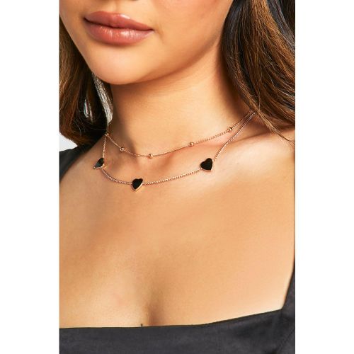 Collier À Chaînes Multiples Et Motif Cœur - One Size - boohoo - Modalova