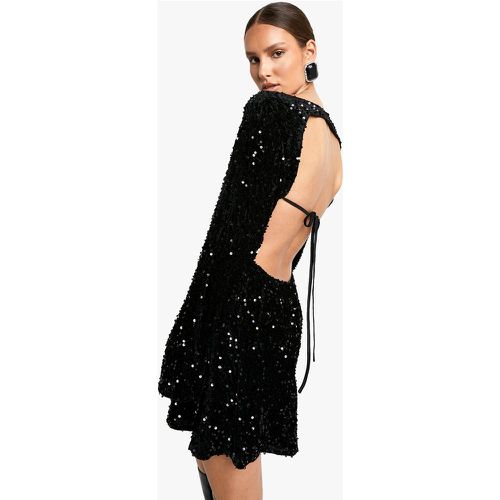 Robe En Velours Nouée À Paillettes - 38 - boohoo - Modalova