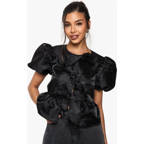 Top En Taffetas À Manches Bouffantes - 34 - boohoo - Modalova
