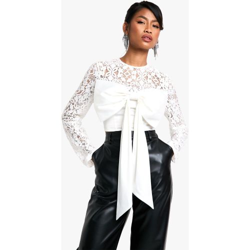 Crop Top À Dentelle Et Satin - 34 - boohoo - Modalova