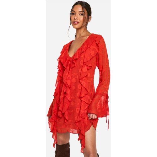 Robe Courte À Volants Et Motif Cachemire - 40 - boohoo - Modalova