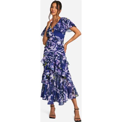 Robe Longue Fleurie À Volants - 36 - boohoo - Modalova