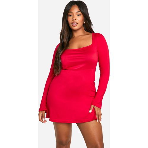 Grande Taille - Robe Courte Nouée À Manches Carrées - 46 - boohoo - Modalova