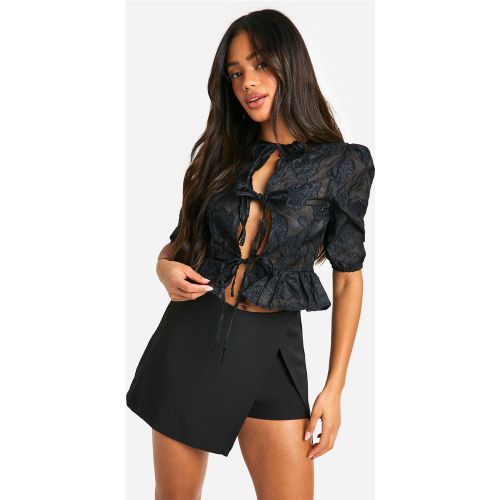 Blouse Nouée À Manches Volumineuses - 34 - boohoo - Modalova