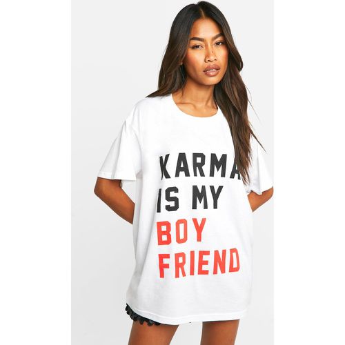 T-Shirt Oversize Imprimé À Slogan Karma Is My Boyfriend - 38 - boohoo - Modalova