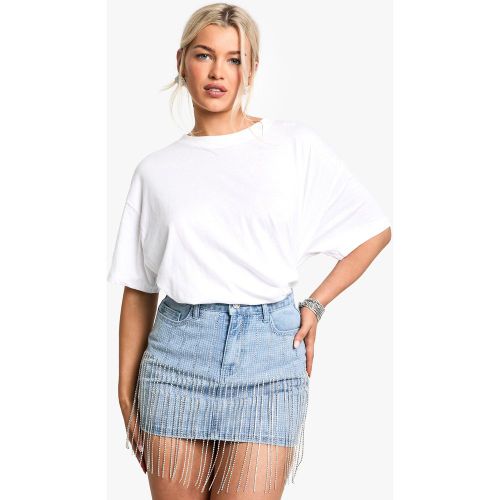 Jupe En Jean À Bordures En Strass - 34 - boohoo - Modalova