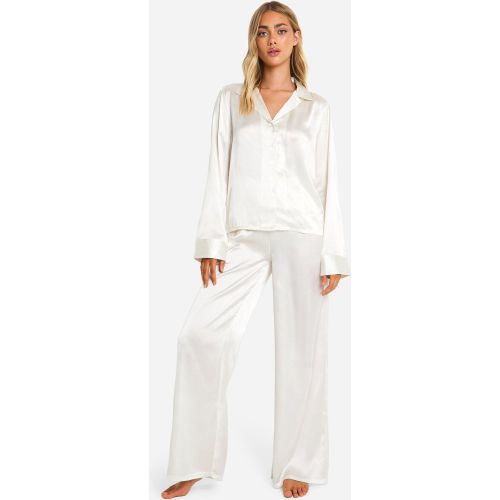 Ensemble De Pyjama Satiné À Manches Longues - 34 - boohoo - Modalova