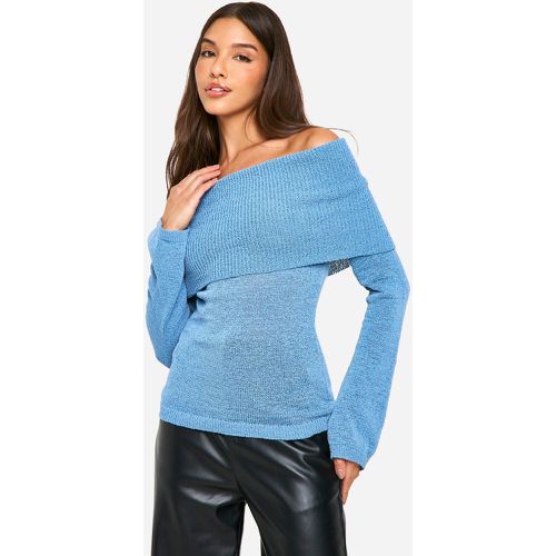 Pull En Maille À Col Bateau - L - boohoo - Modalova