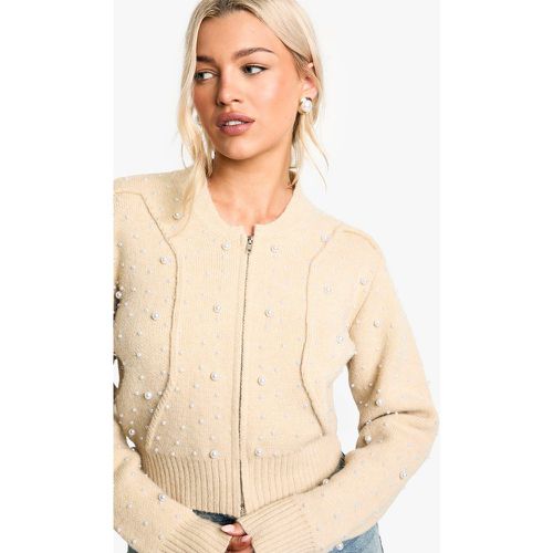 Bomber Zippé En Maille À Perle - M - boohoo - Modalova