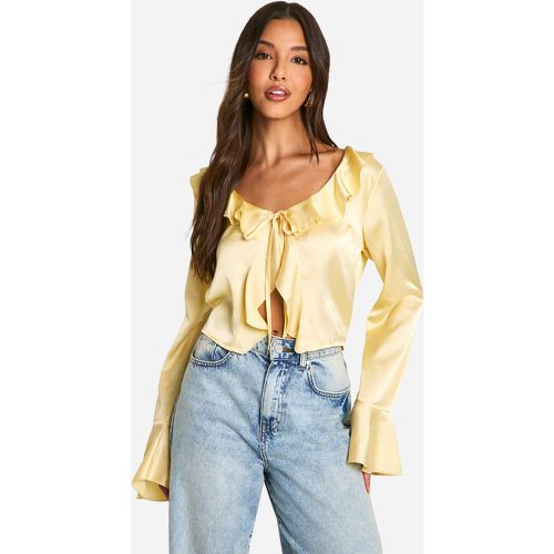 Blouse Satinée À Volants - 38 - boohoo - Modalova