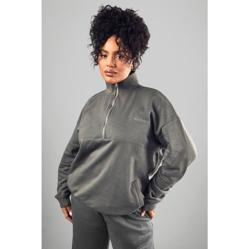 Sweat Oversize À Col Zippé Et Broderie Dsgn Studio - 44 - boohoo - Modalova