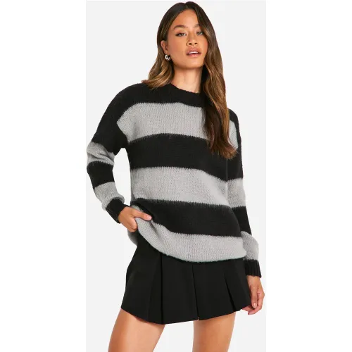 Tall" - Pull Oversize À Rayures En Maille Brossée - S - boohoo - Modalova