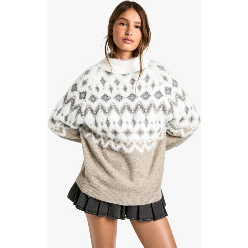 Pull De Noël À Col Montant Et Motif Jacquard - S - boohoo - Modalova