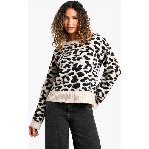 Pull Oversize En Maille À Imprimé Léopard - S - boohoo - Modalova