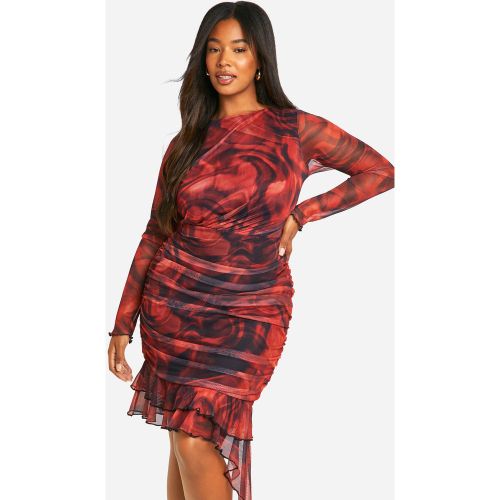 Grande Taille - Robe Courte Froncée À Volants - 44 - boohoo - Modalova