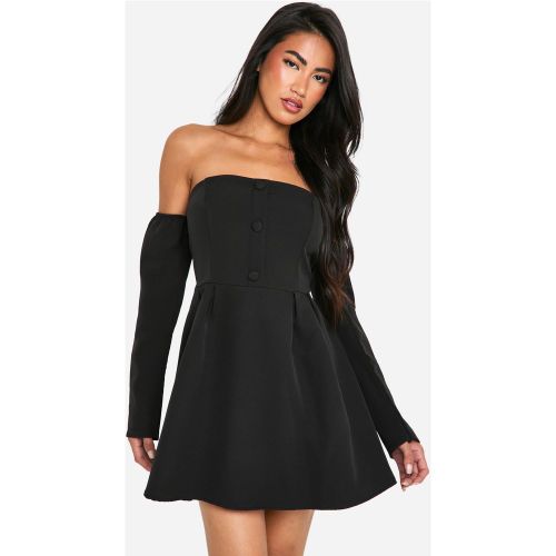 Robe Courte Trapèze À Col Bateau Et Manches Longues - 36 - boohoo - Modalova