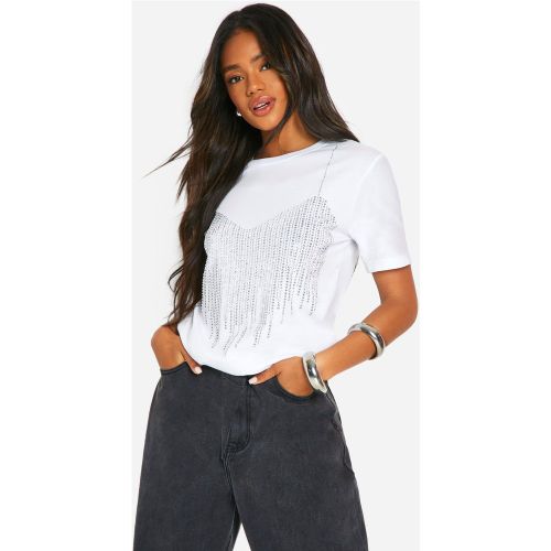 T-Shirt Oversize À Strass - L - boohoo - Modalova