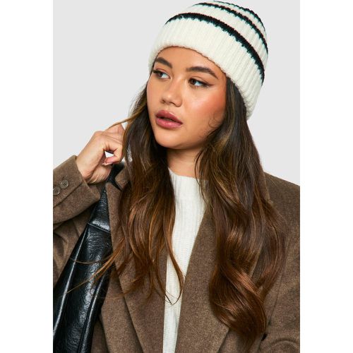 Bonnet Rayé En Maille Épaisse - One Size - boohoo - Modalova