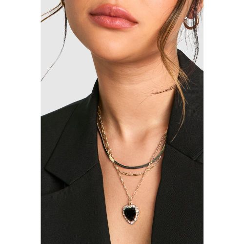 Collier À Chaînes Multiples Et Pierres Fantaisie - One Size - boohoo - Modalova