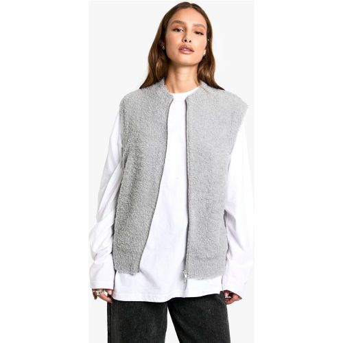 Veste En Maille Zippée Sans Manches - L - boohoo - Modalova