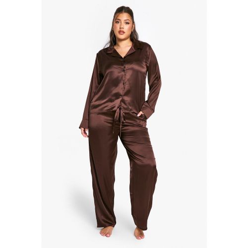 Grande Taille - Ensemble De Pyjama Satiné - 44 - boohoo - Modalova