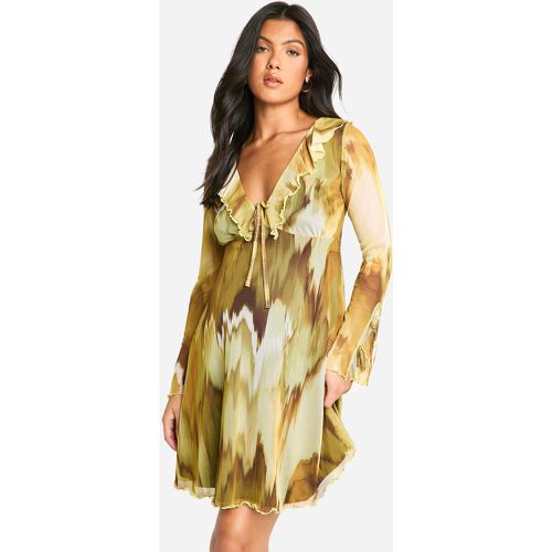 Maternité - Robe De Grossesse À Volants Et Imprimé Abstrait - 40 - boohoo - Modalova