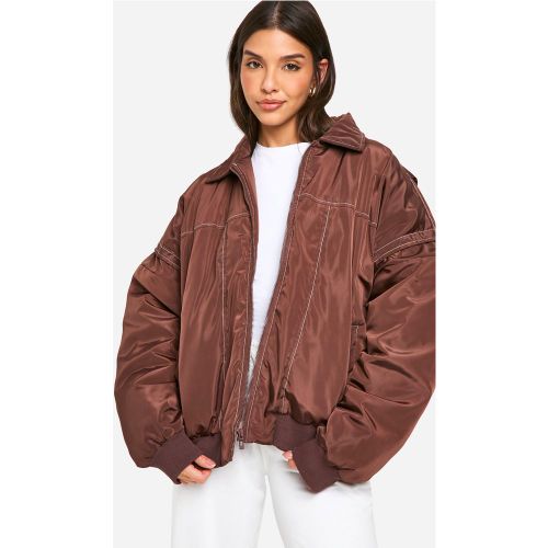 Bomber Oversize À Coutures Contrastantes - 36 - boohoo - Modalova