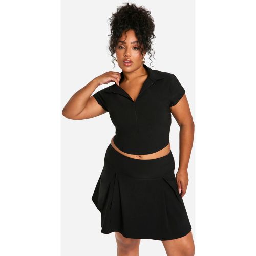 Grande Taille - Ensemble Avec Top Zippé Et Jupe Plissée - 44 - boohoo - Modalova