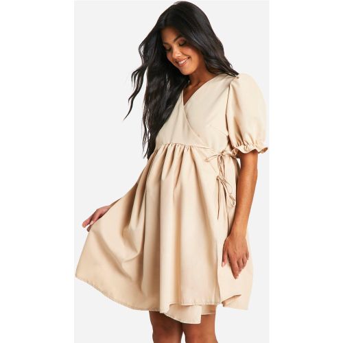 Maternité - Robe De Grossesse Portefeuille À Manches Bouffantes - 36 - boohoo - Modalova