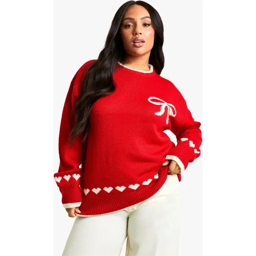 Grande Taille - Pull De Noël Oversize À Nœud - 56 - boohoo - Modalova