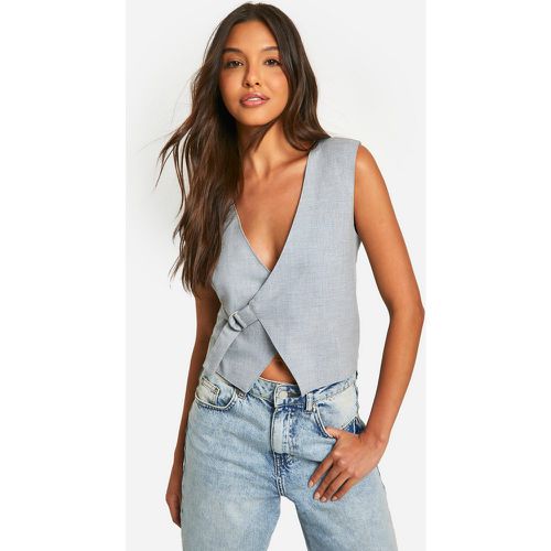 Gilet Asymétrique Noué Tissé - S - boohoo - Modalova