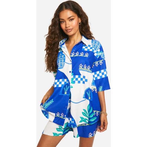 Ensemble Oversize Imprimé Avec Chemise Et Short - 34 - boohoo - Modalova