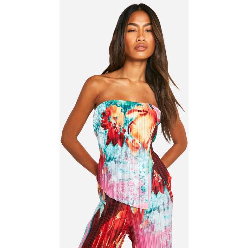 Top Bandeau Plissé Imprimé - 36 - boohoo - Modalova