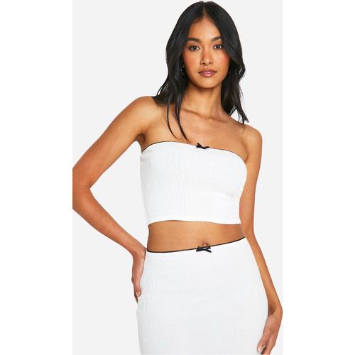 Top Bandeau Côtelé À Nœud - 38 - boohoo - Modalova