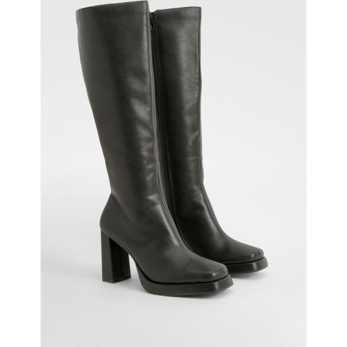 Bottes Hautes À Plateforme Et Talon Carré - 36 - boohoo - Modalova