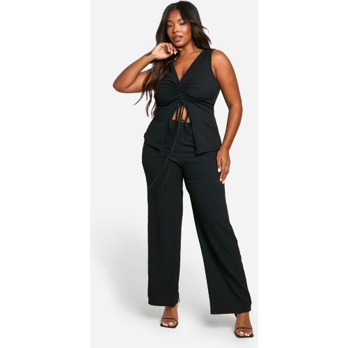 Grande Taille - Ensemble Avec Top Froncé Texturé Et Pantalon Large - 56 - boohoo - Modalova