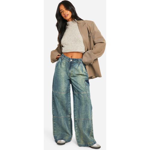 Petite" - Jean Large Délavé À Empiècements - 34 - boohoo - Modalova