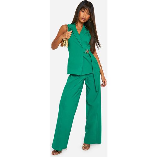 Pantalon Large Super Stretch À Coutures Apparentes - Vert Émeraude - 40, Vert Émeraude - boohoo - Modalova