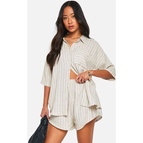 Chemise Oversize À Rayures En Lin - S - boohoo - Modalova