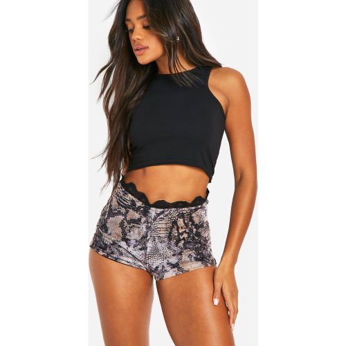 Short Court Froncé En Mesh À Imprimé - 34 - boohoo - Modalova