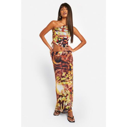 Ensemble À Imprimé Abstrait Avec Crop Top Asymétrique Et Jupe Longue - 36 - boohoo - Modalova