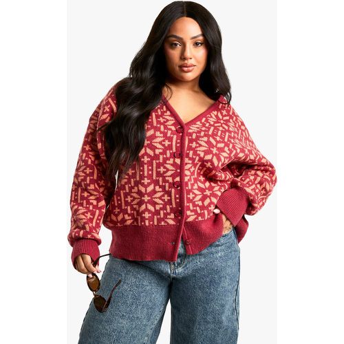 Grande Taille - Cardigan En Maille Premium À Motif Jacquard - 20/22 - boohoo - Modalova