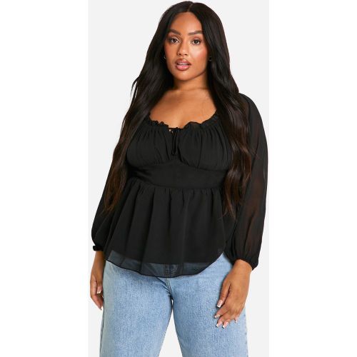 Grande Taille - Top Péplum À Manches Longues - 44 - boohoo - Modalova