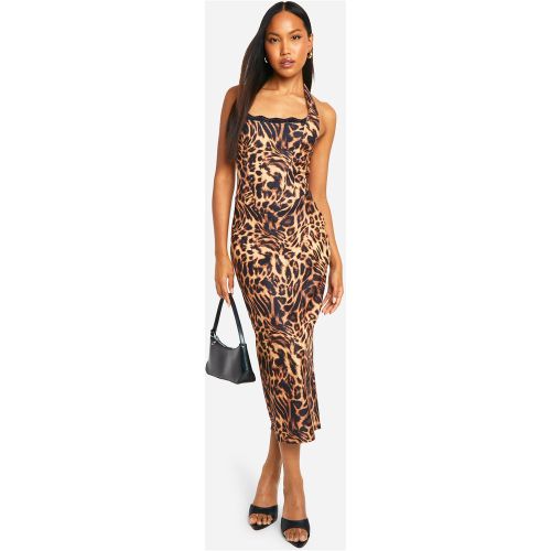 Robe Mi-Longue À Dos Nu Et Imprimé Léopard - 36 - boohoo - Modalova