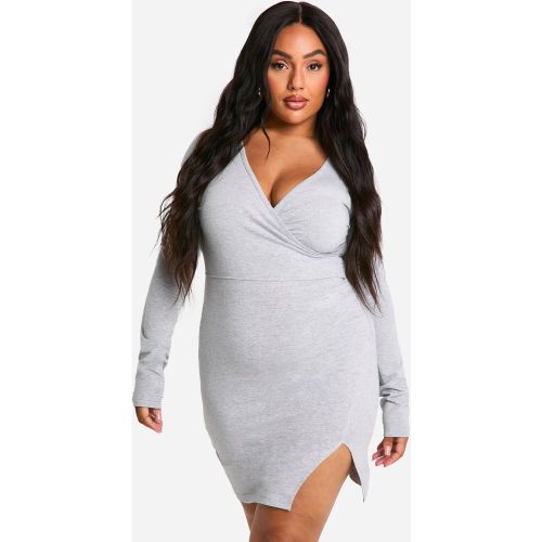 Grande Taille - Robe Portefeuille Basique En Jersey - 44 - boohoo - Modalova