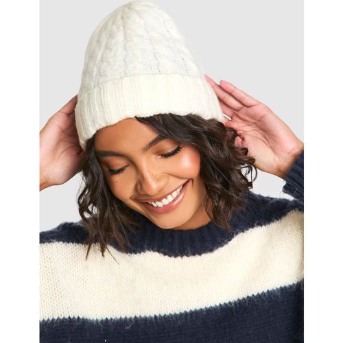 Bonnet Côtelé En Maille Torsadée - One Size - boohoo - Modalova