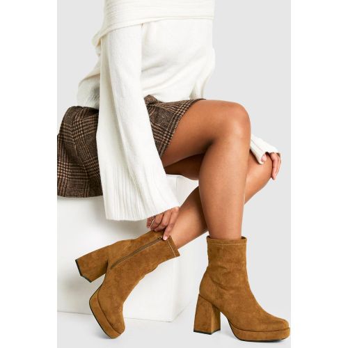Bottines Chaussettes À Plateforme Et Talon Carré - 36 - boohoo - Modalova